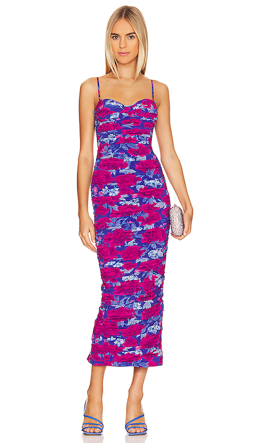 SAU LEE Gwyneth Dress in Blue & Pink