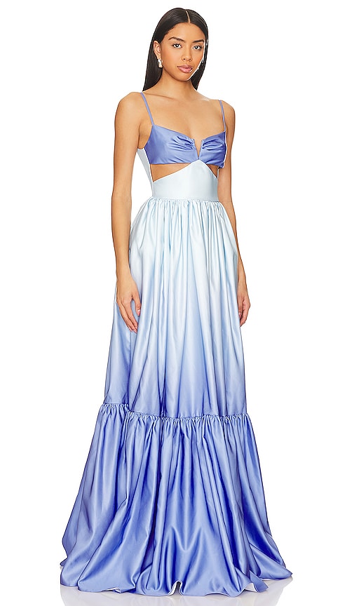 Shop Sau Lee Nova Gown In Blue Ombre