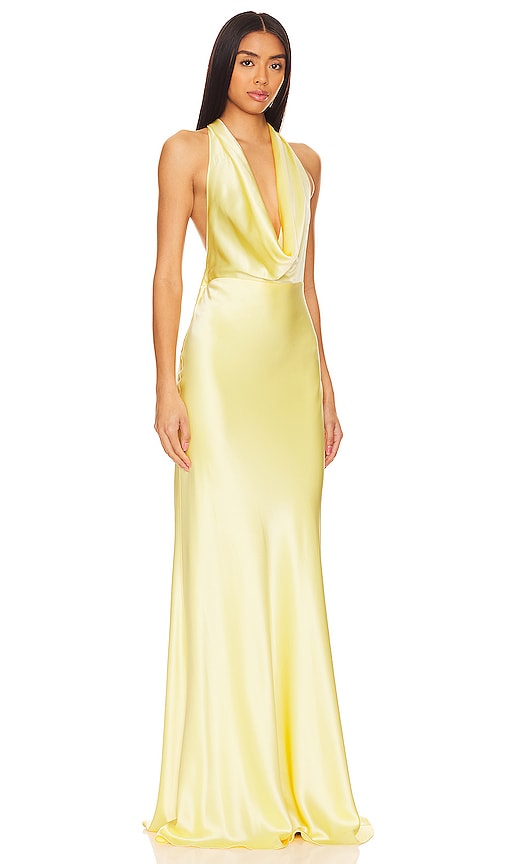 Shop Sau Lee Pearl Gown In Popcorn Yellow