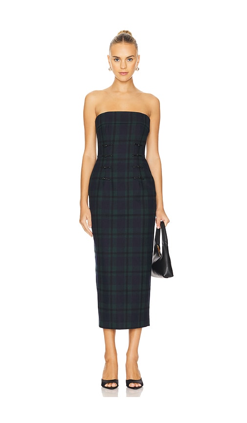 Shop Sau Lee Wynn Dress In Green Tartan