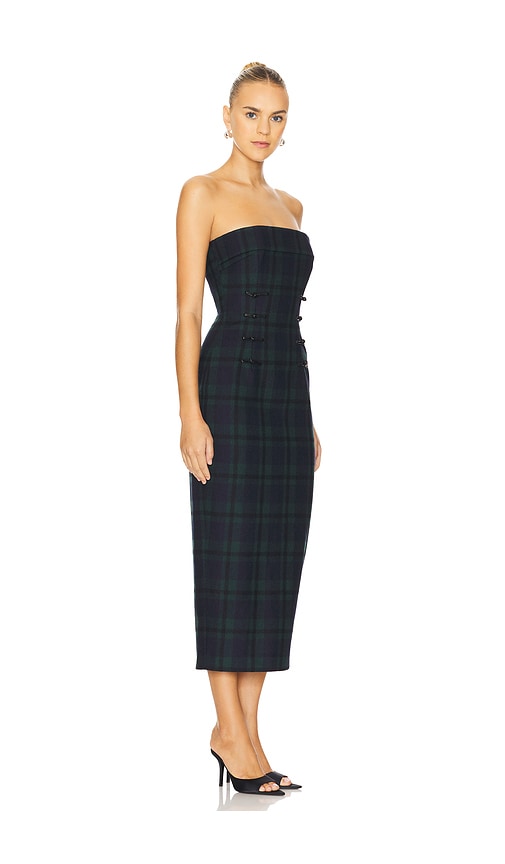 Shop Sau Lee Wynn Dress In Green Tartan