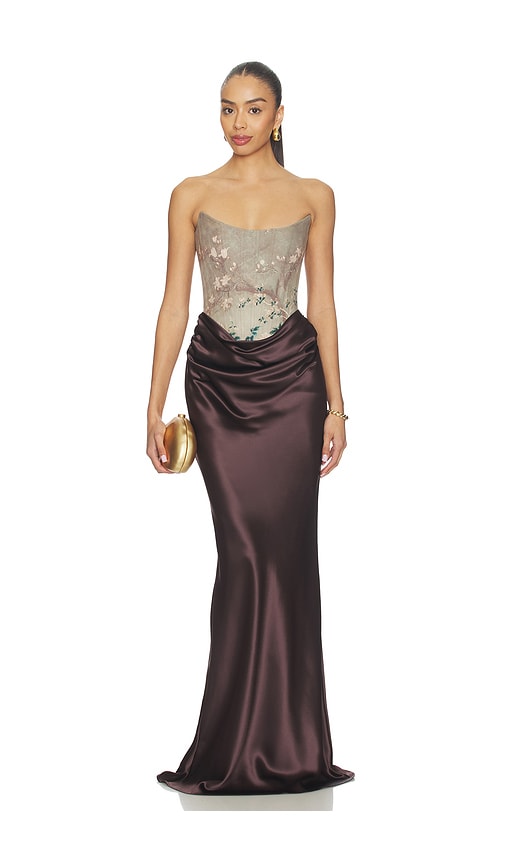 Frances Gown by SAU LEE in Brown Multi