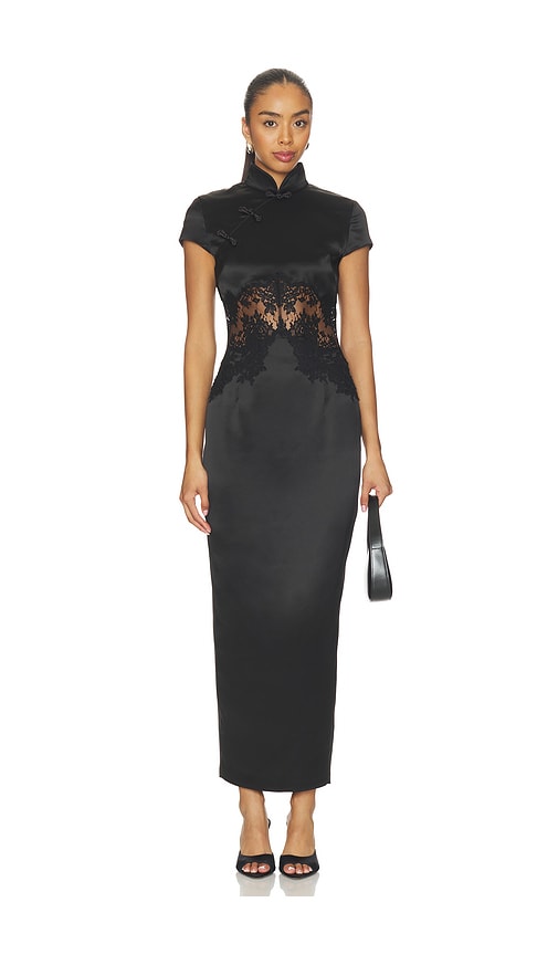 Charlize Satin Dress by SAU LEE in Black