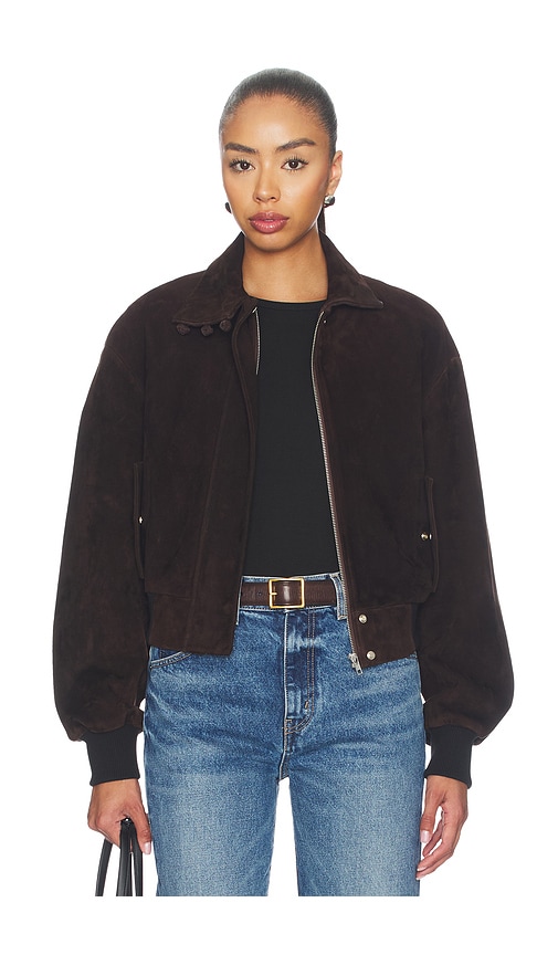 Ronan Suede Bomber Jacket by SAU LEE in Chocolate