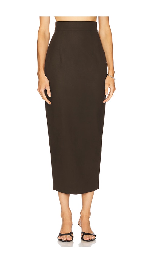 SAU LEE Nomi Suede Skirt in Espresso