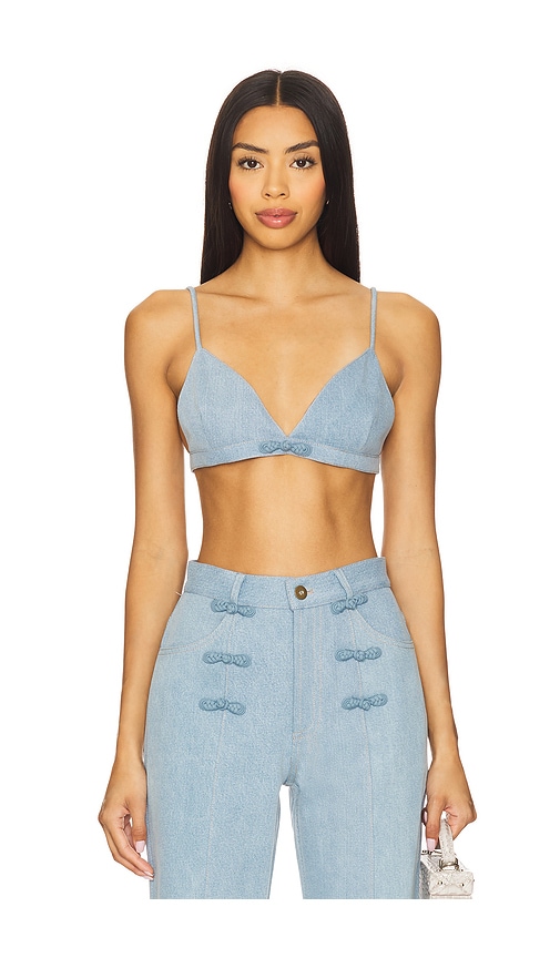 SAU LEE CLEO DENIM BRALETTE 