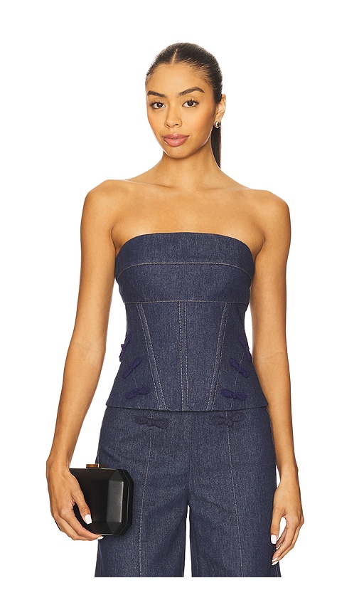 Sau Lee Brooklyn Corset Top In Blue