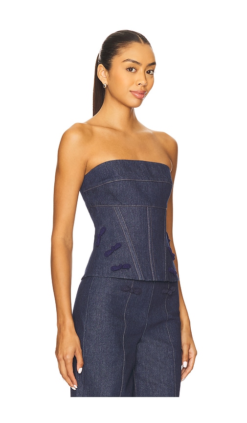 Sau Lee Brooklyn Corset Top In Blue
