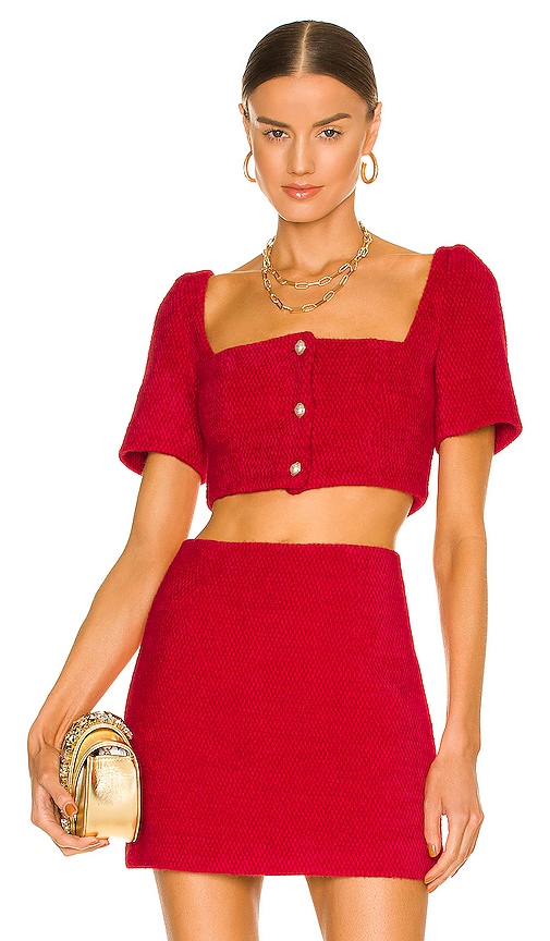 SAU LEE Alice Crop Top in Red