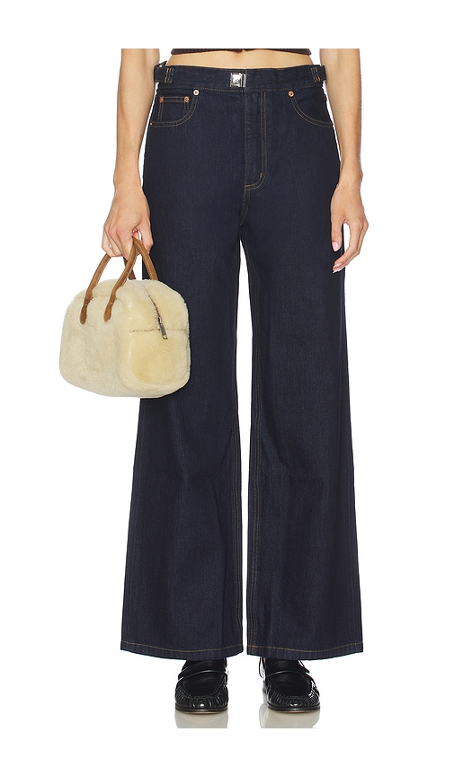 Still Here Buckle Wide Leg Jeans In Blue