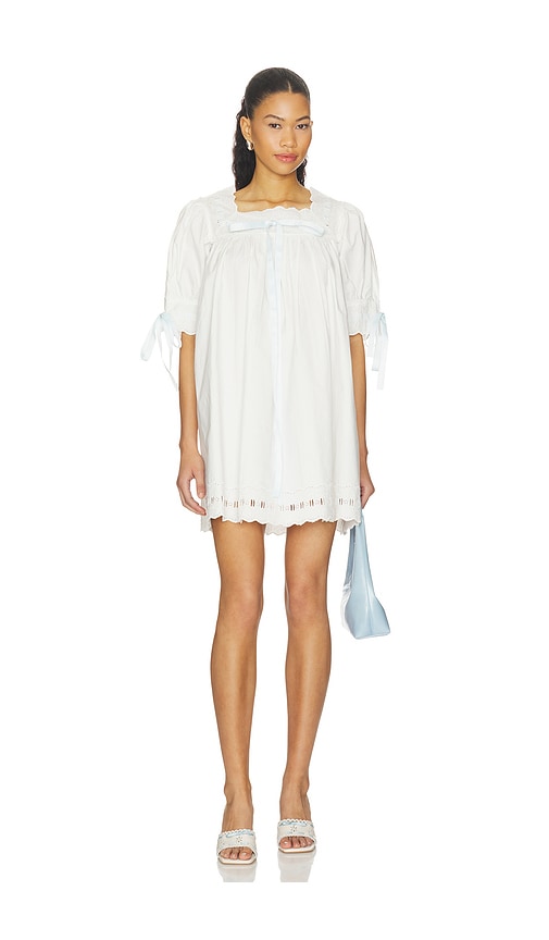 white long sleeve dress with bow Ever New Petite long sleeve bow back mini dress in ivory