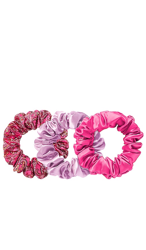 Slip X Alice + Olivia Spring Rose Silk Scrunchie Pack Of 3 In Pink