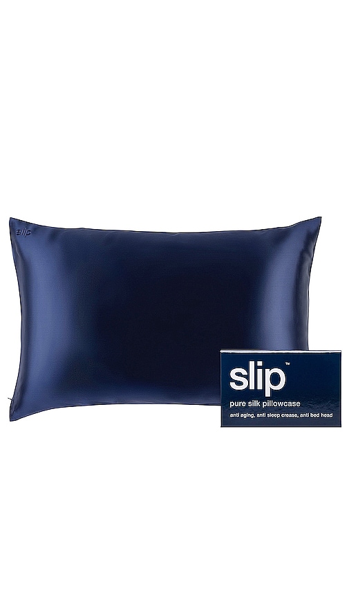 Slip Queen/standard Pure Silk Pillowcase In Navy