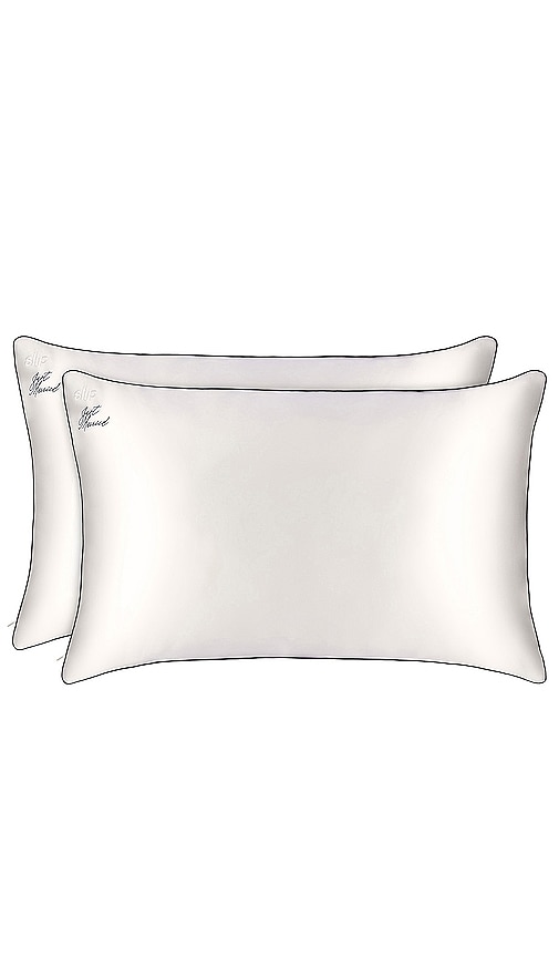 Slip Queen/standard Just Married Pillowcase Set In White