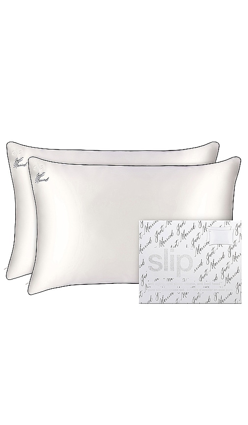 Shop Slip Queen/standard Just Married Pillowcase Set In White