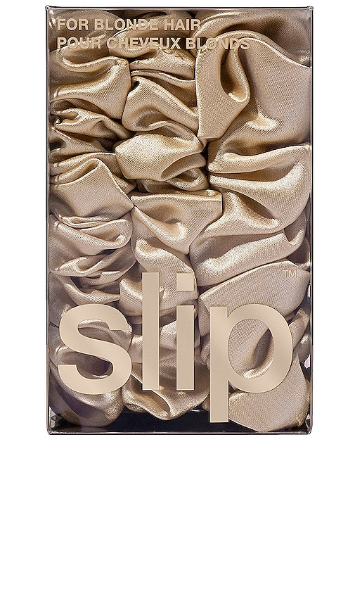  Slip Midi & Large Scrunchie Set Of 3 In Beige. 