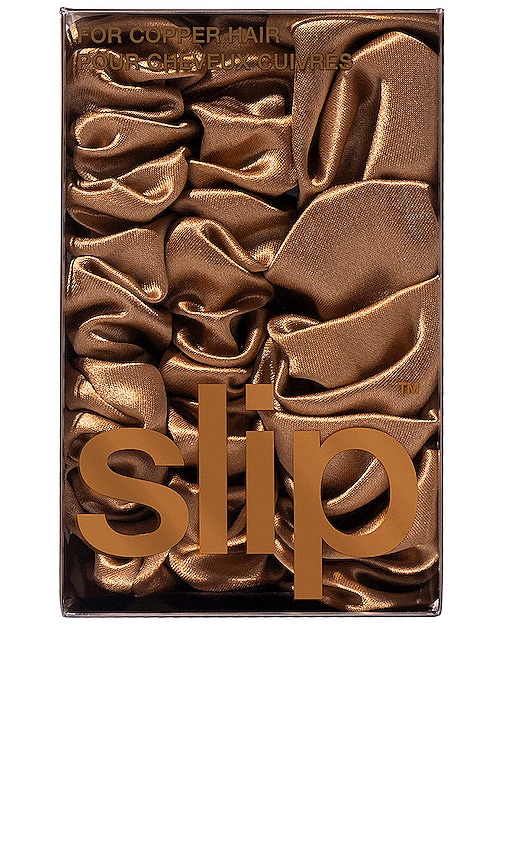  Slip Midi & Large Scrunchie Set Of 3 In Brown. 