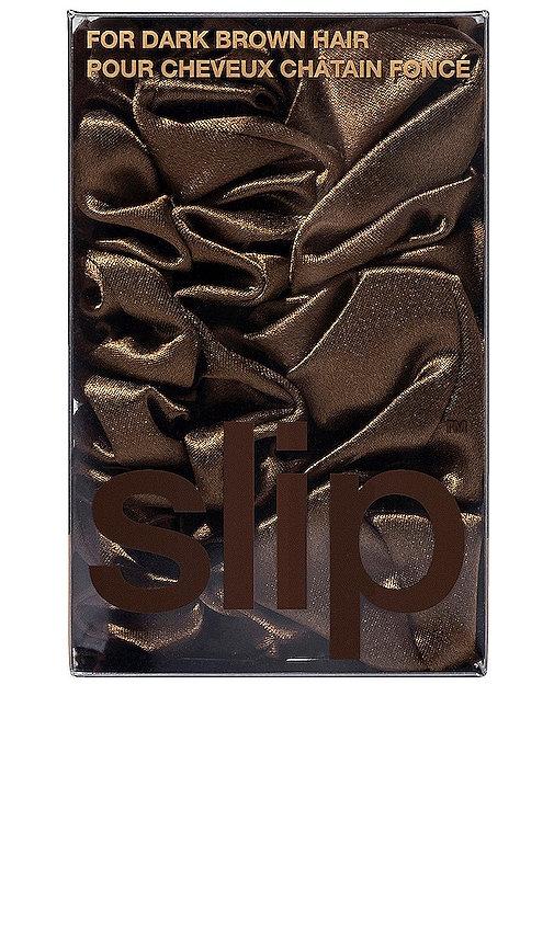  Slip Midi & Large Scrunchie Set Of 3 In Chocolate. 