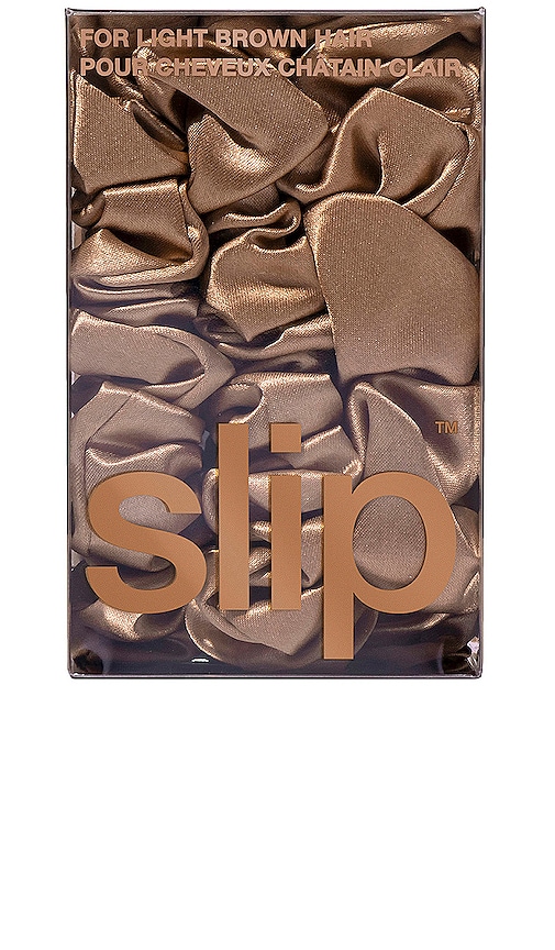  Slip Midi & Large Scrunchie Set Of 3 In Brown. 