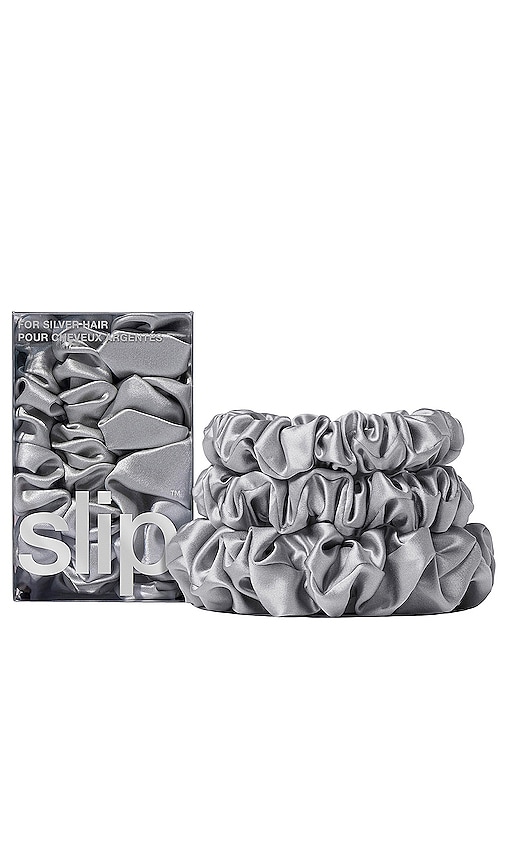 Midi & Large Scrunchie Set Of 3 in Silver.