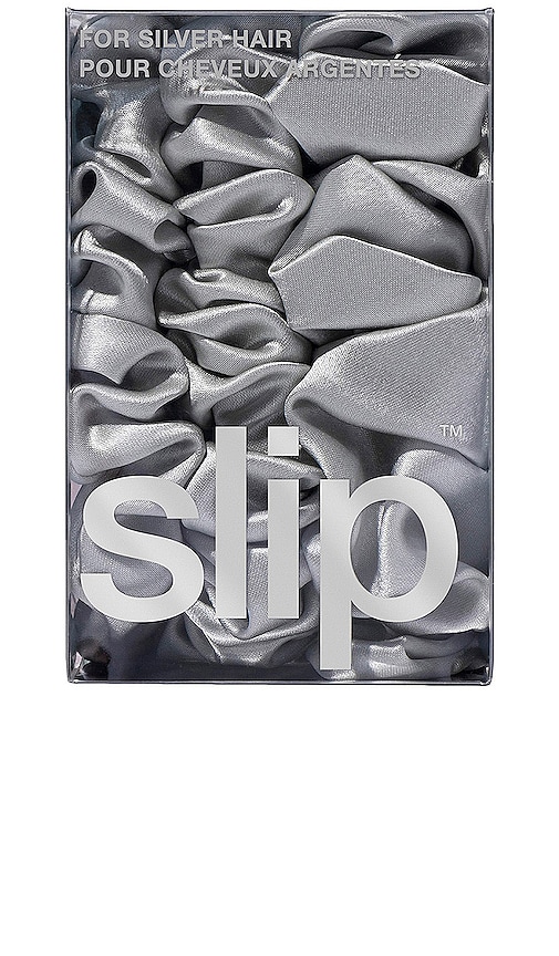  Slip Midi & Large Scrunchie Set Of 3 In Grey. 