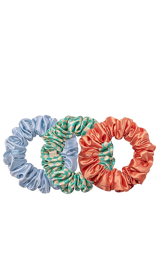 Shop Slip Large Scrunchies Set Of 3 In Coral,blue