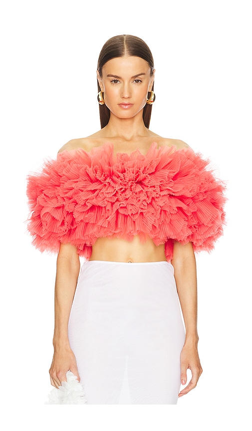 Shop Selezza London Noelle Tulle Top In Red