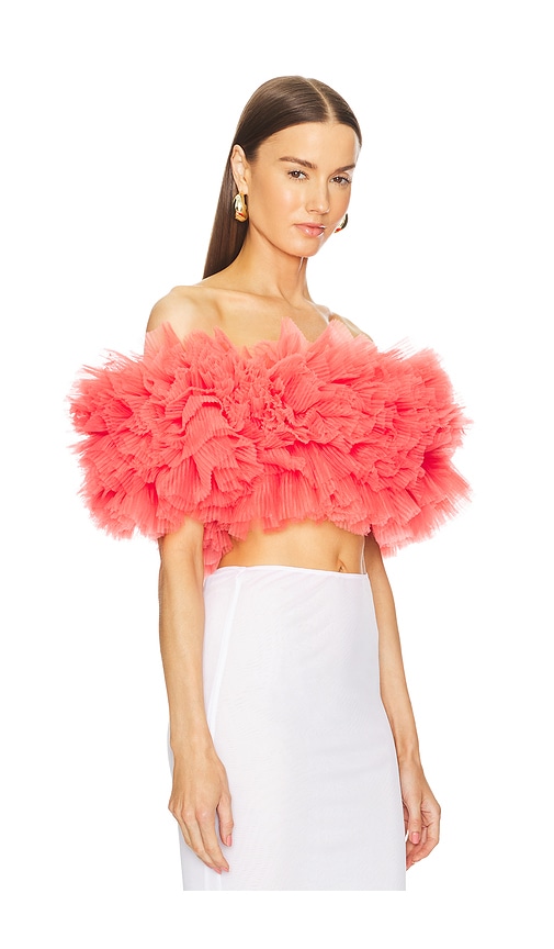 Shop Selezza London Noelle Tulle Top In Red