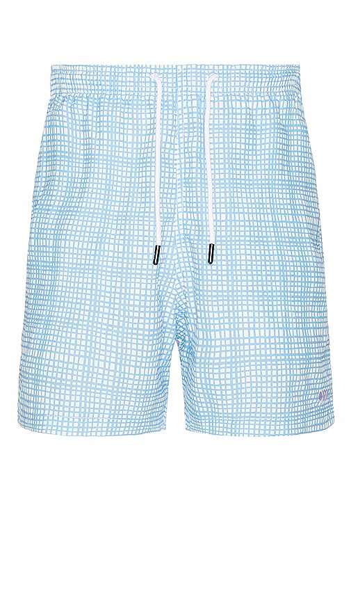 Solid & Striped The Classic Swim Shorts In Mini Grid French Blue