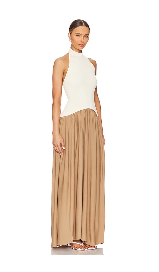 Solid & Striped Soglio Halter Maxi Dress In Ecru & Camel