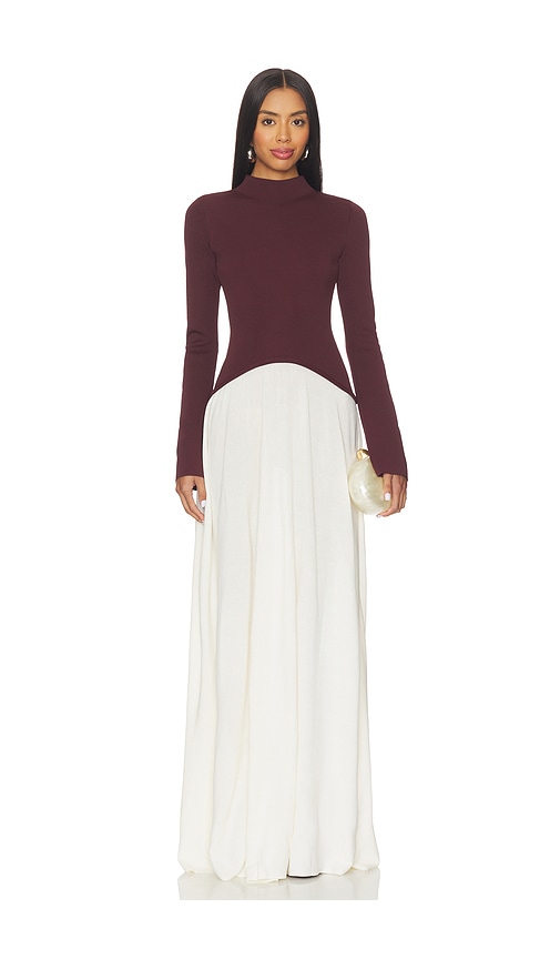 Solid & Striped The Soglio Long Sleeve Maxi Swetter Dress In Burgundy