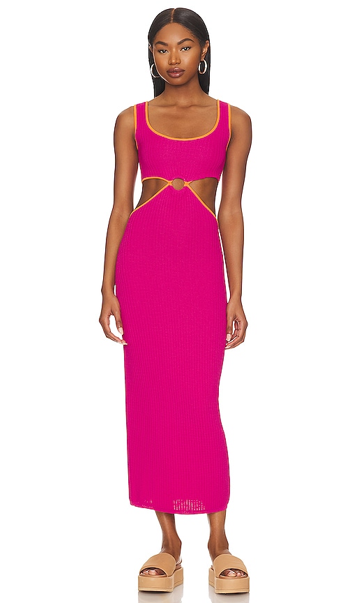Solid & Striped Women's The Bailey Mesh Cut-out Midi-dress In Shocking Pink