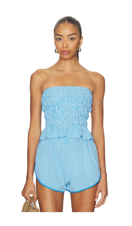 Solid & Striped The Delilah Top In Blue Gingham In Blue