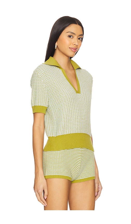 Solid & Striped The Dixie Polo Top In Sky Chartreuse