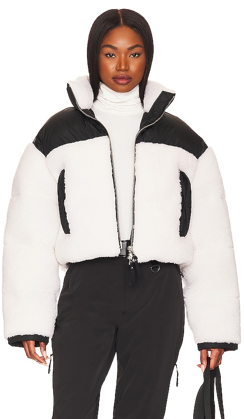 Shop Shoreditch Ski Club Maya Shearling Jacket In Natural White & Black