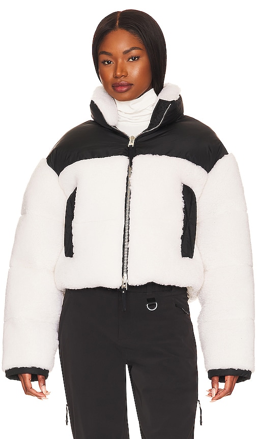 Shop Shoreditch Ski Club Maya Shearling Jacket In Natural White & Black