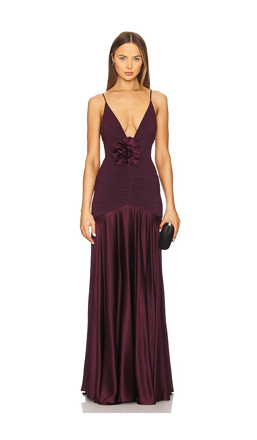 Silvia Tcherassi Gana Embellished Gown In Burgundy