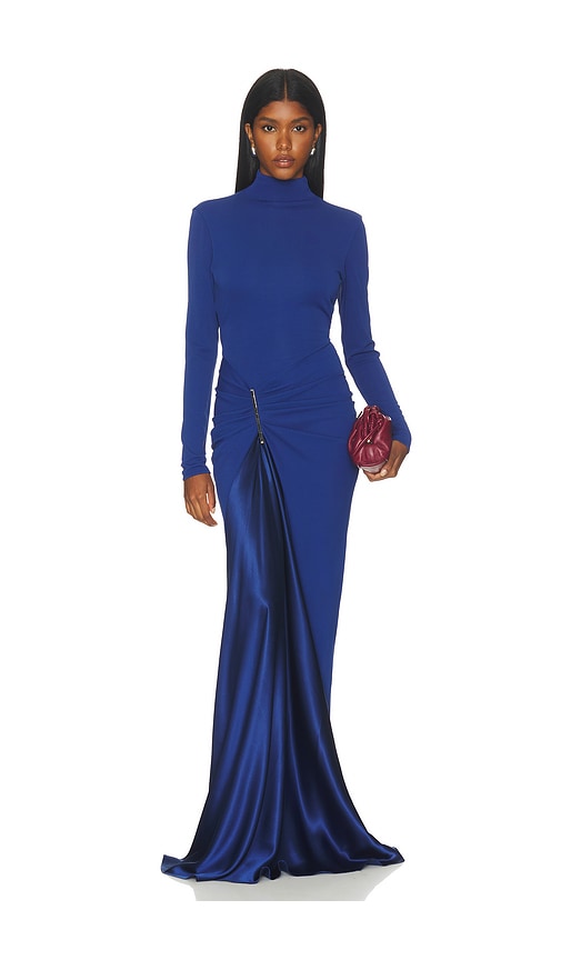 sleeved blue dress Navy Maxi Long Sleeve gold midi dresses self-portrait timeless but also somehow OCT100 Condition:Brand new-with tags