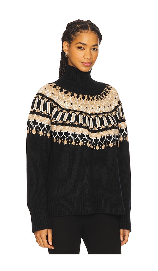 Sablyn Scottie Slouchy Fairisle Mock Neck Sweater In Black