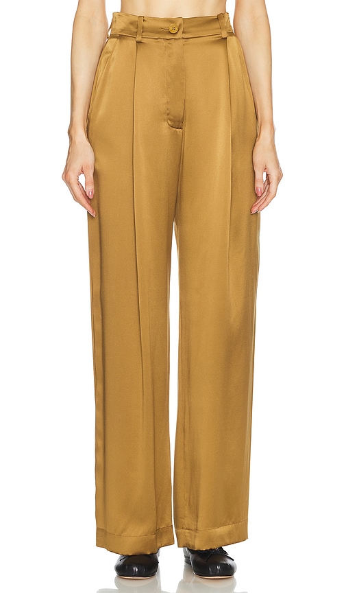 Shop Sablyn Emerson High Rise Pleated Pant In Mustard