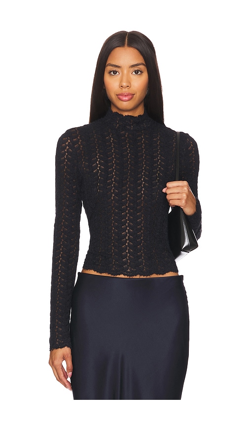 Shop Sablyn Hailey B Cropped Mock Neck Top In Black