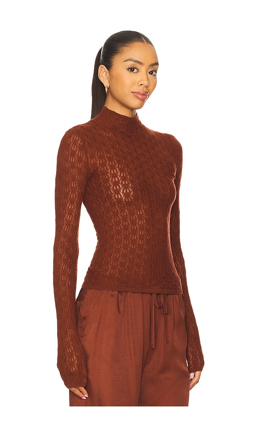 Sablyn Rhea Longsleeve Mock Neck Top In Brown