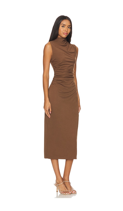 Steve Madden Mo Funnel Neck Matte Jersey Dress In Cocoa