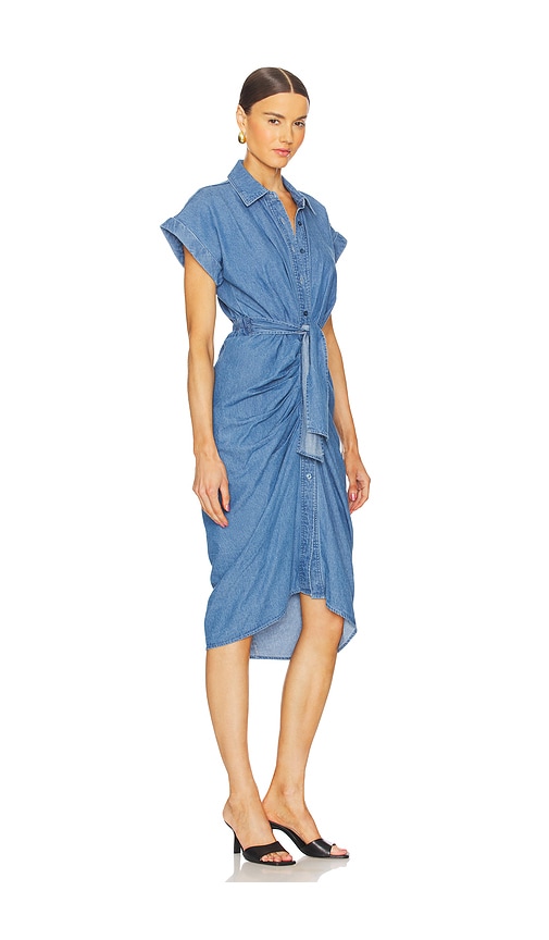 Steve Madden Tori Tie Waist Denim Midi Shirtdress In 钱布雷布蓝