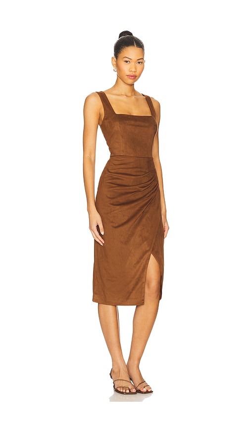 Steve Madden Milo Sleeveless Gathered Midi Dress In Brown