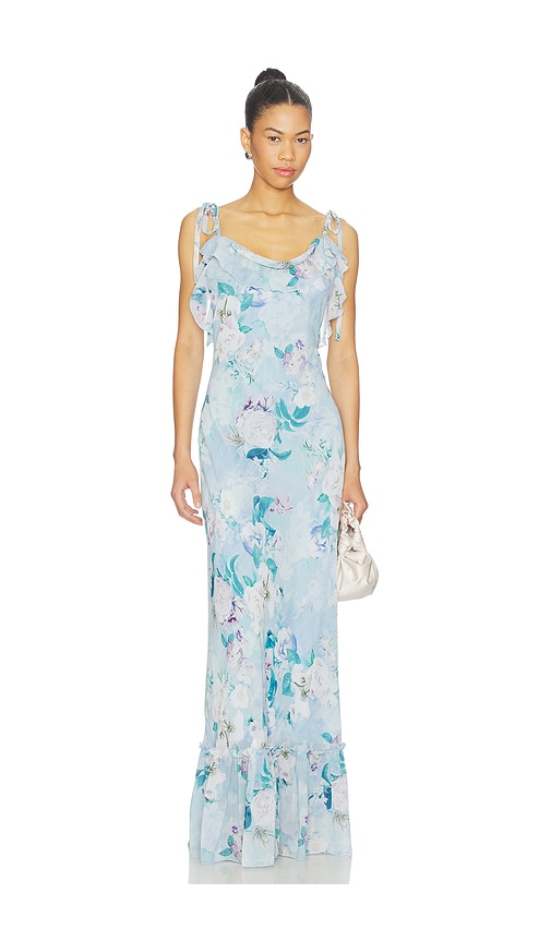 Clearance Dillards Dresses Baby Blue Floral Maxi Dresses REVOLVE
