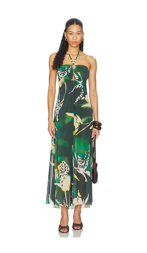 staud exclusive trinity lace-inset silk maxi slip dress STAUD Exclusive Trinity Lace-Inset Silk Maxi Slip Dress in Green