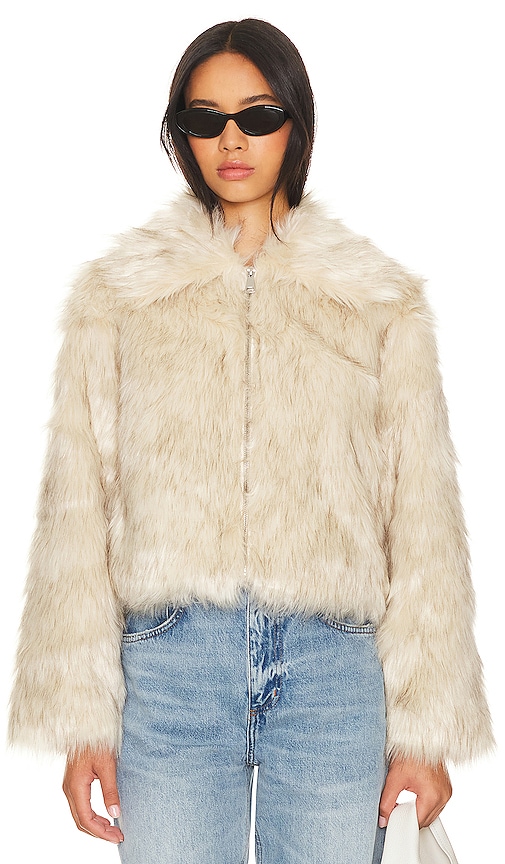 Shop Steve Madden Juniper Faux Fur Coat In Cream