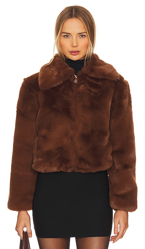 Shop Steve Madden Juniper Faux Fur Coat In Brown