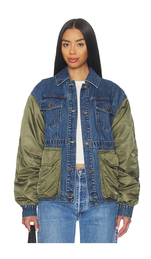 Steve Madden Joie Mixed Media Jacket In Blue